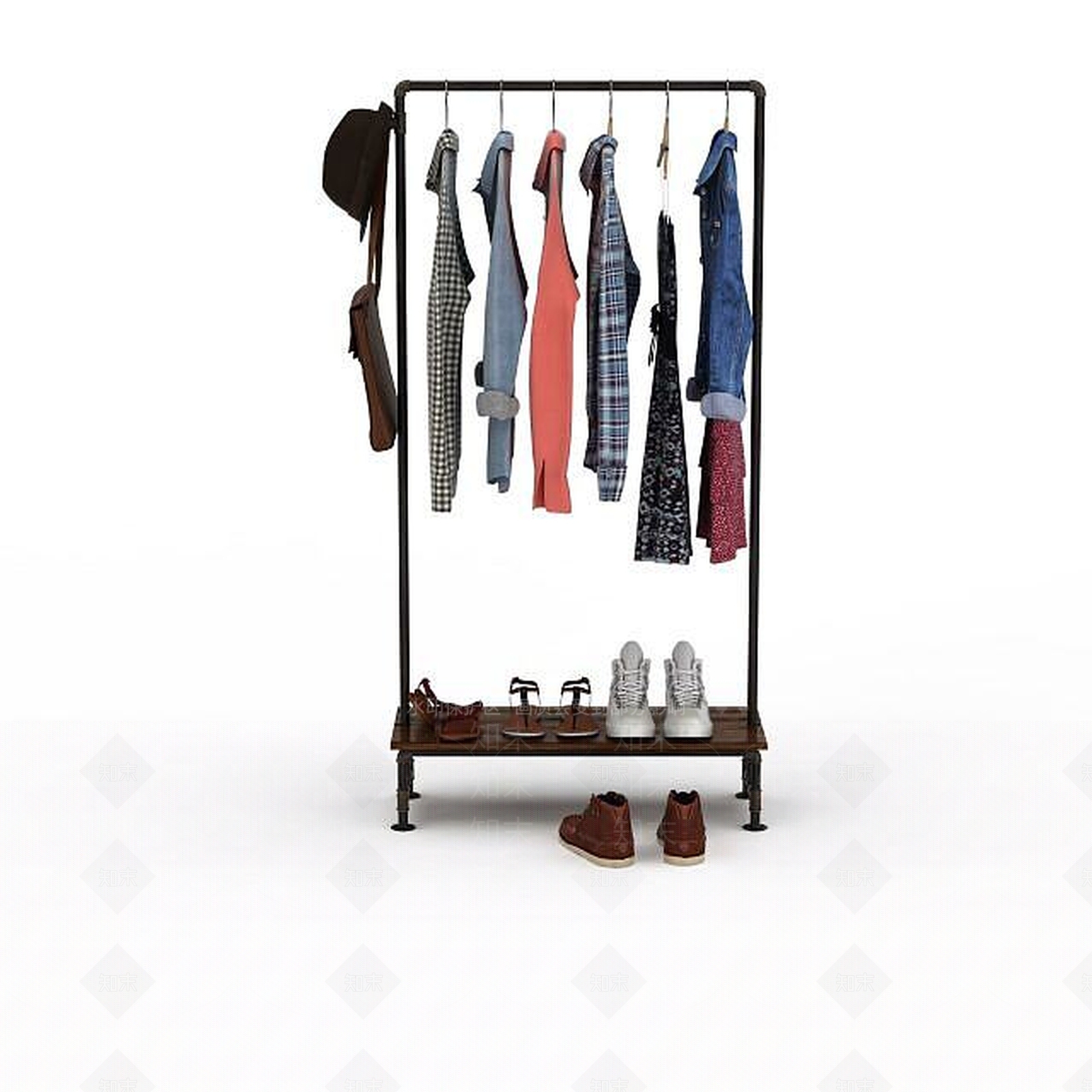 现代衣服架3D模型下载【ID:1197588192】