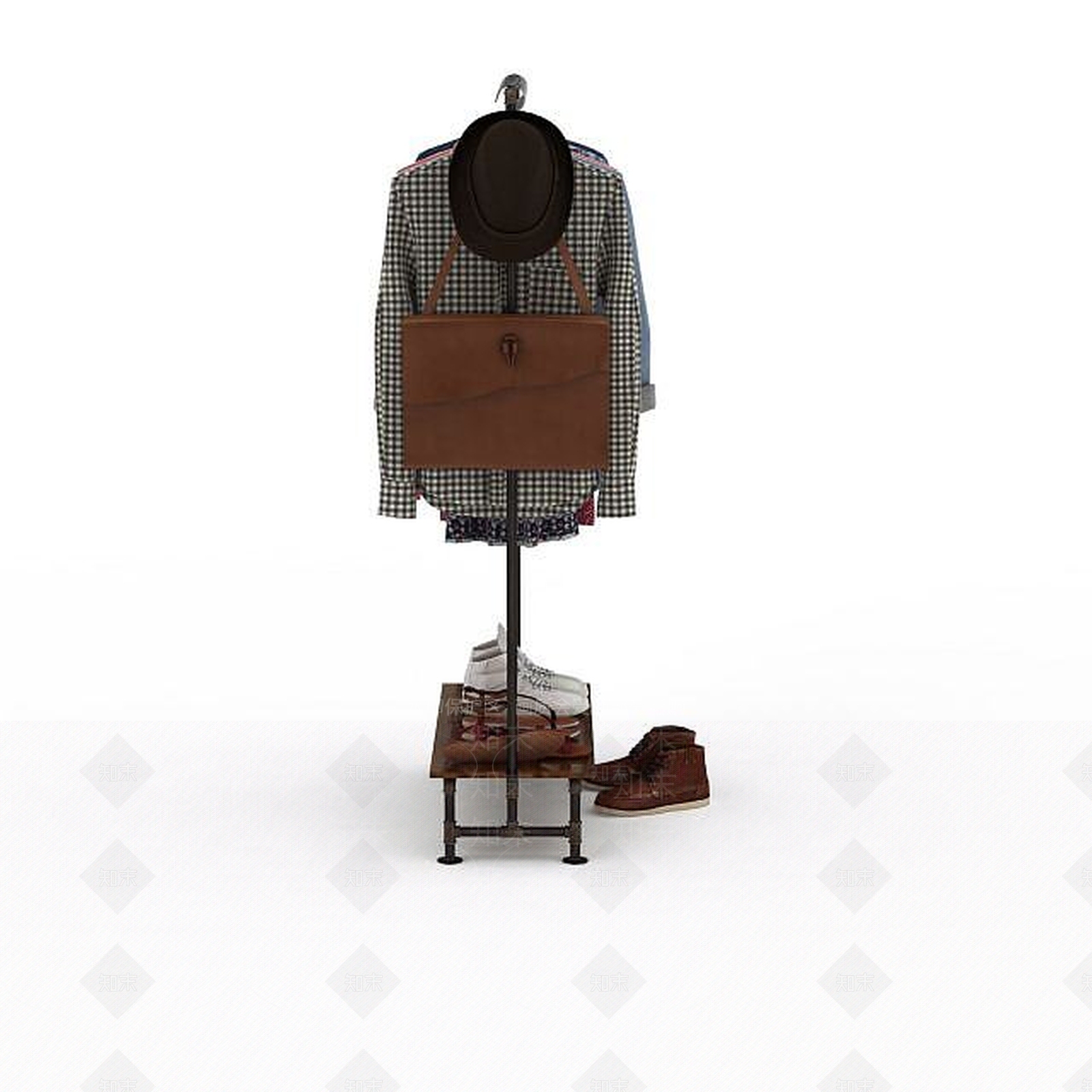 现代衣服架3D模型下载【ID:1197588192】