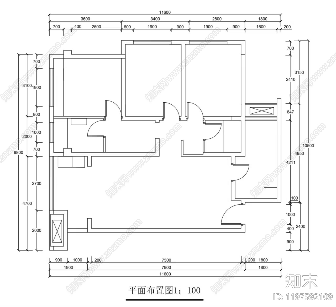 三居施工图下载【ID:1197592109】
