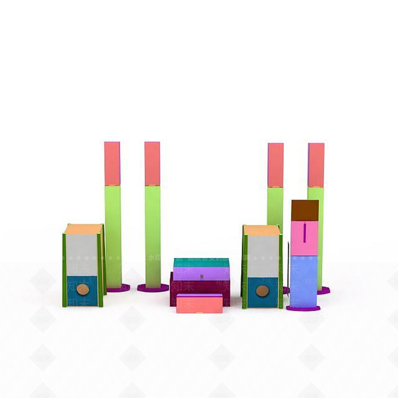 现代家庭音响组合3D模型下载【ID:1197592683】