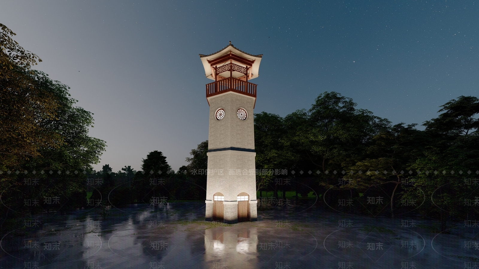 中式塔楼SU模型下载【ID:1197597050】