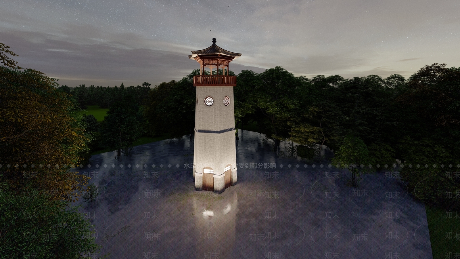 中式塔楼SU模型下载【ID:1197597050】