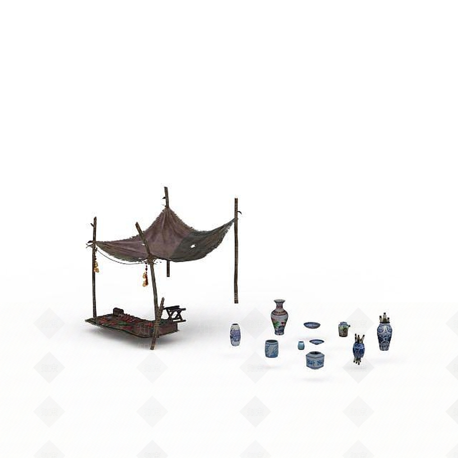现代游戏摆摊小店3D模型下载【ID:1197597756】