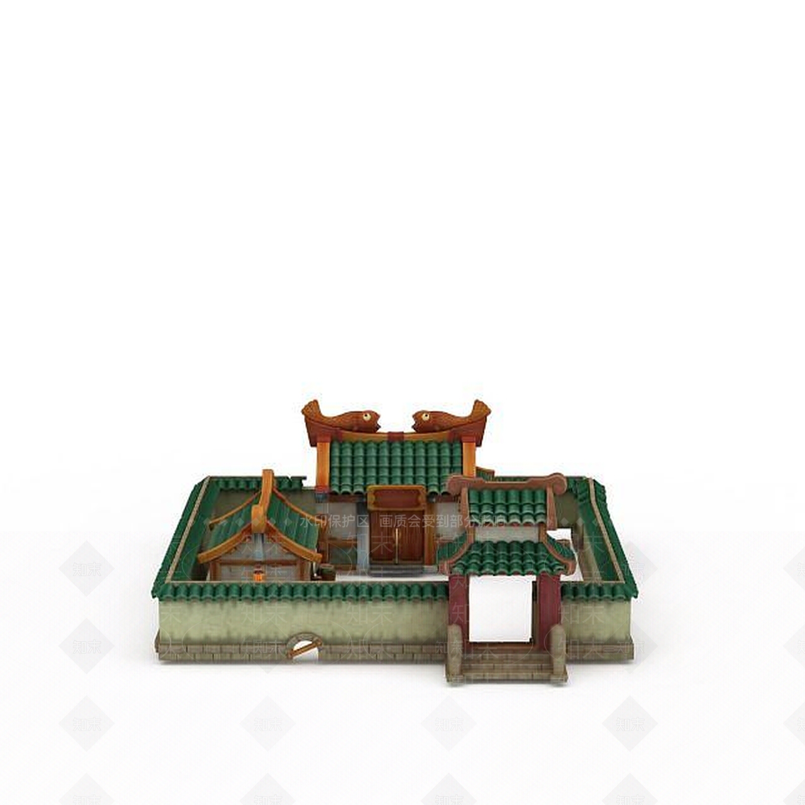 现代游戏四合院建筑3D模型下载【ID:1197598404】