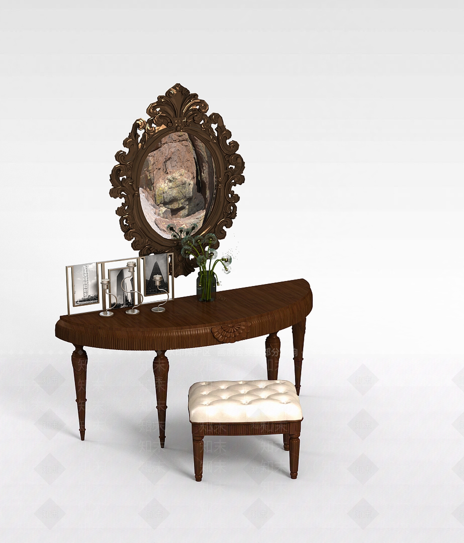 现代卧室梳妆镜3D模型下载【ID:1197599369】