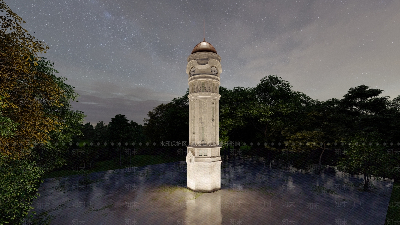 欧式塔楼SU模型下载【ID:1197602140】