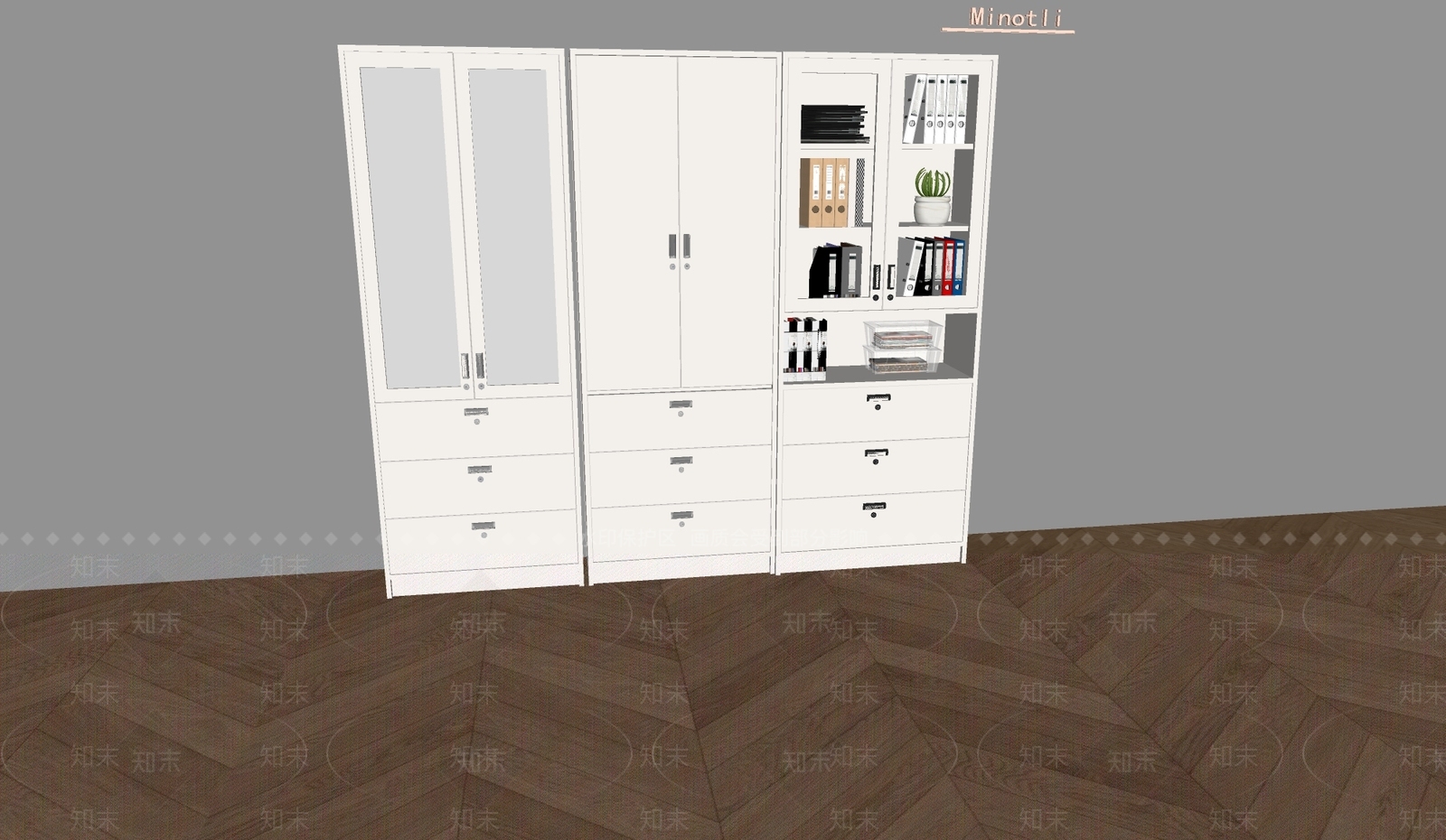 简约文件柜SU模型下载【ID:1197602185】