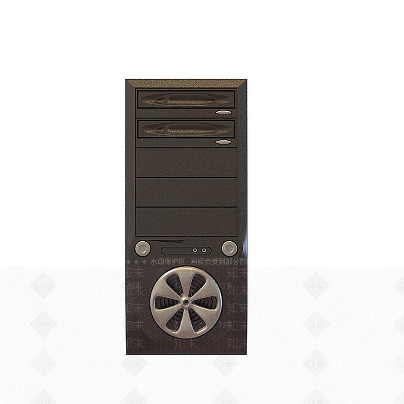 现代黑色主机箱3D模型下载【ID:1197603191】
