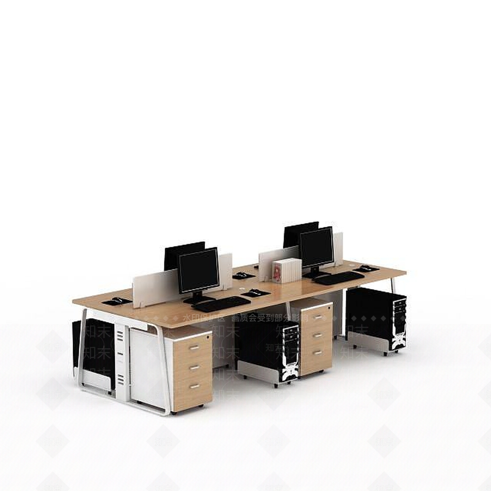 现代办公桌椅组合3D模型下载【ID:1197603338】