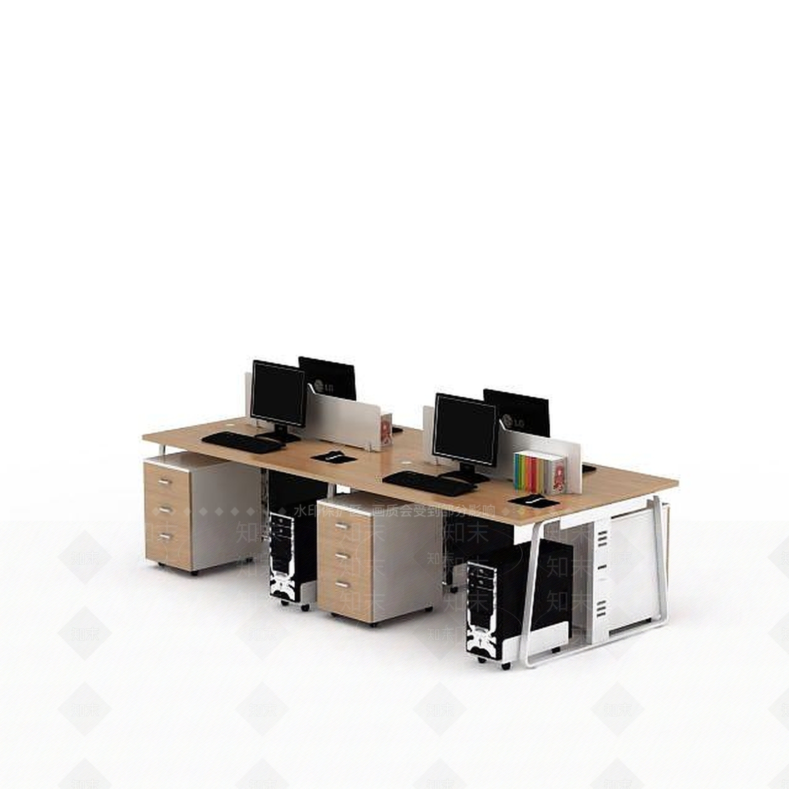 现代办公桌椅组合3D模型下载【ID:1197603338】