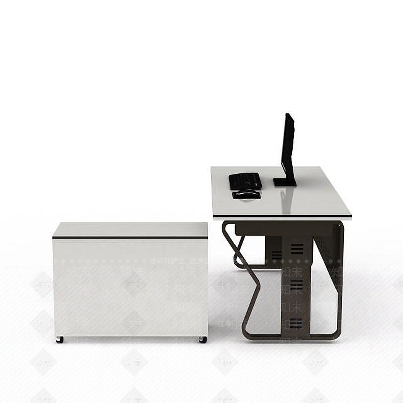 现代办公桌椅组合3D模型下载【ID:1197603442】