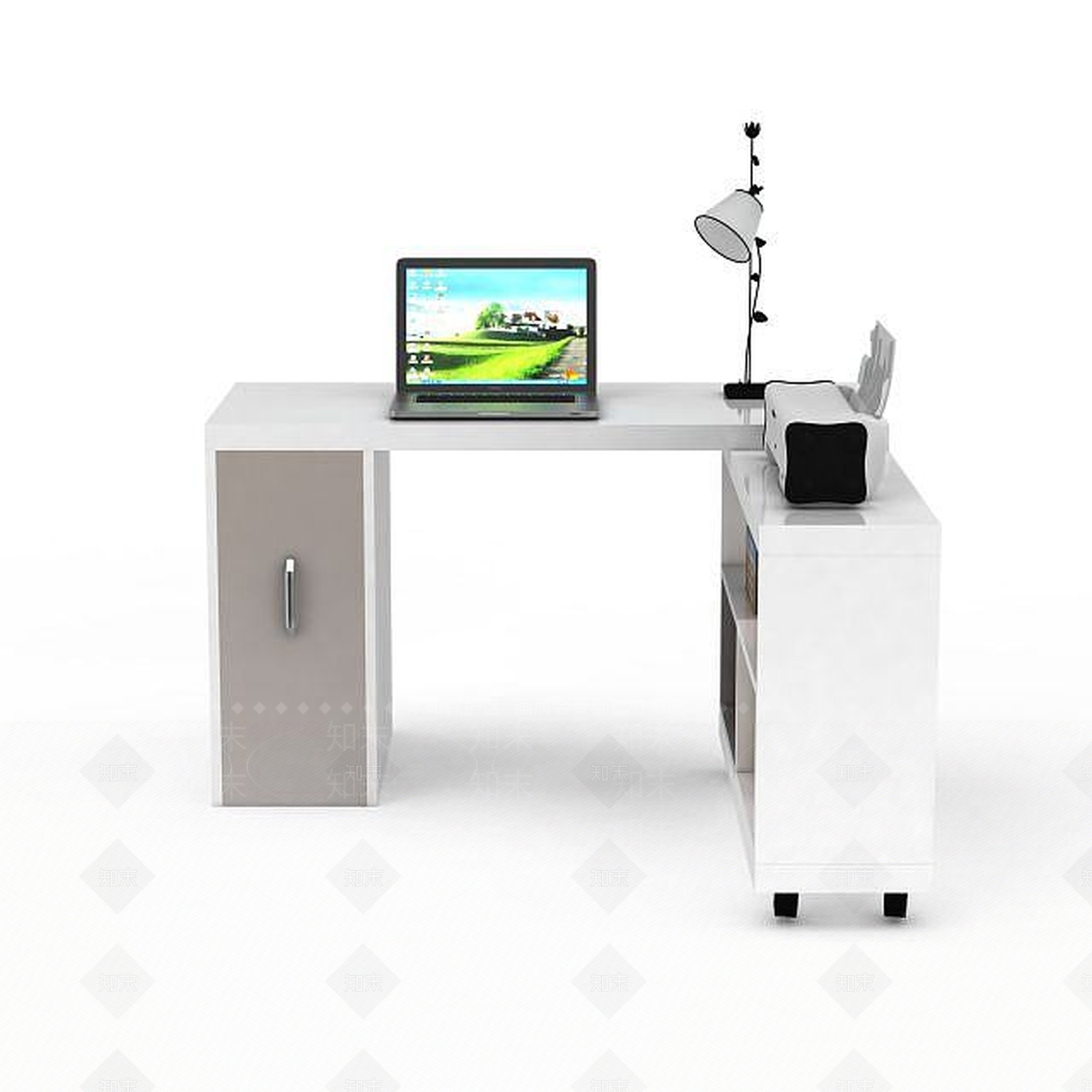 现代办公电脑桌子3D模型下载【ID:1197603780】