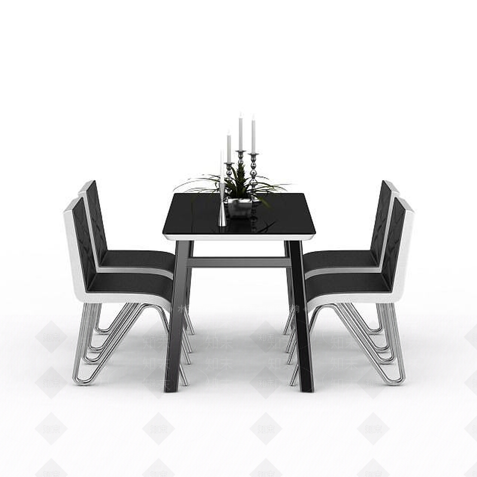 现代餐厅桌椅组合3D模型下载【ID:1197604490】