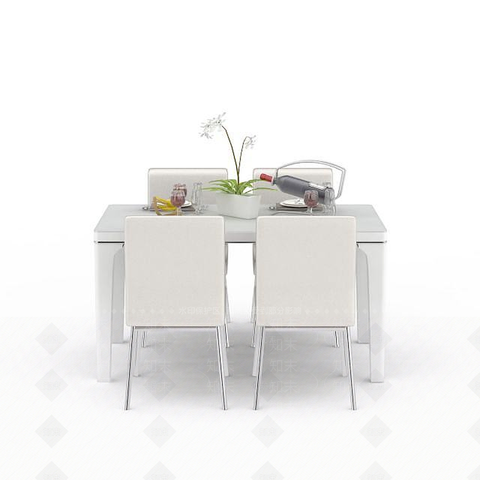 现代客厅餐桌组合3D模型下载【ID:1197604484】