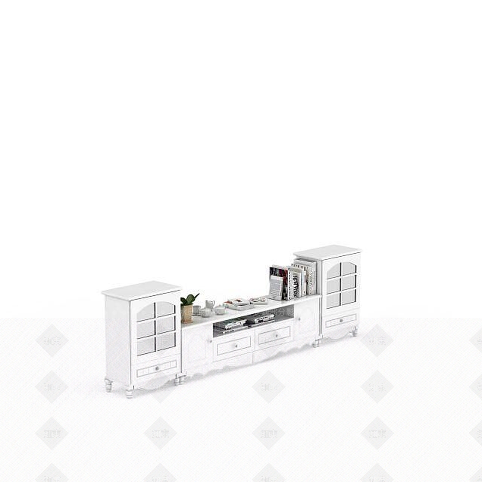 现代客厅电视柜3D模型下载【ID:1197604847】