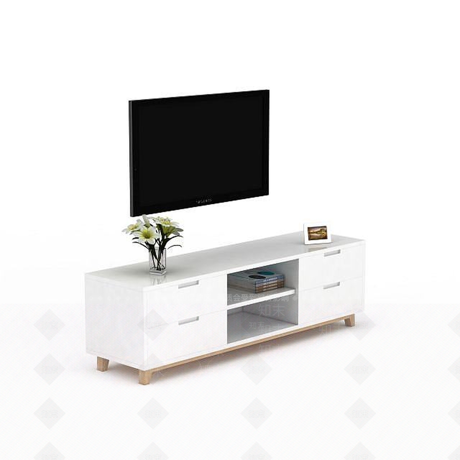 现代客厅电视柜3D模型下载【ID:1197605152】