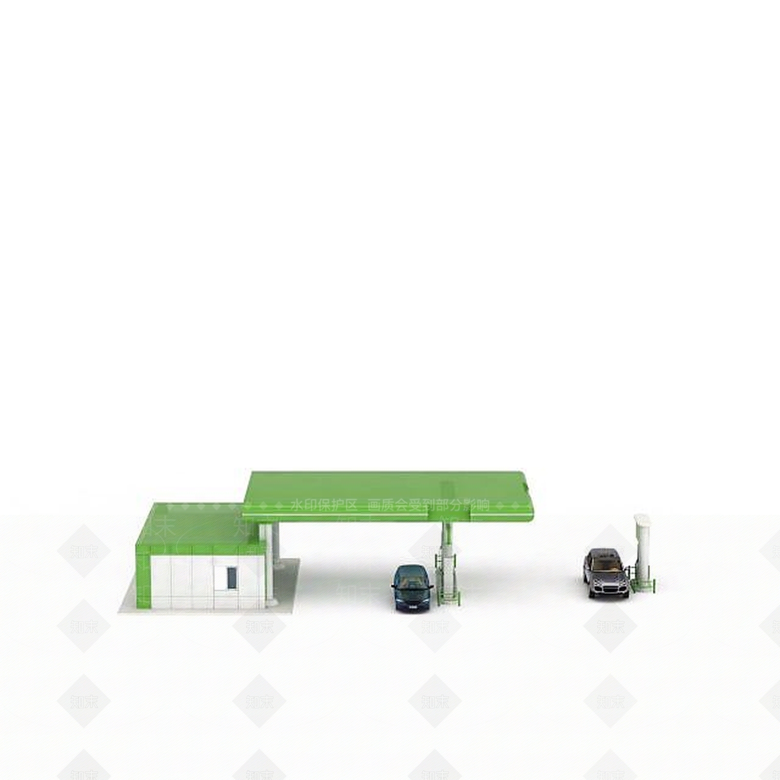 现代汽车加油站3D模型下载【ID:1197608224】