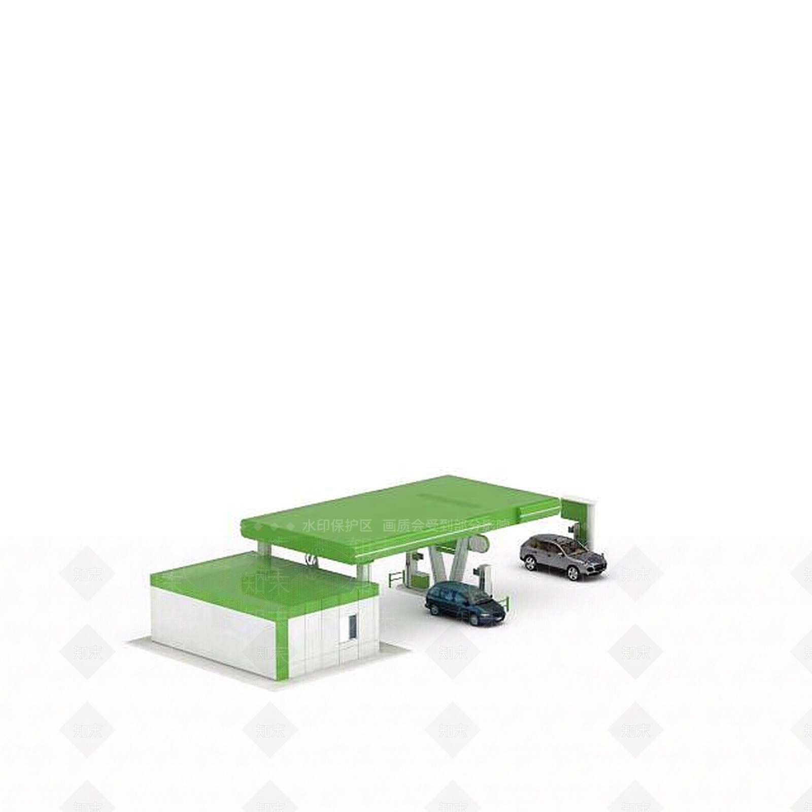 现代汽车加油站3D模型下载【ID:1197608224】
