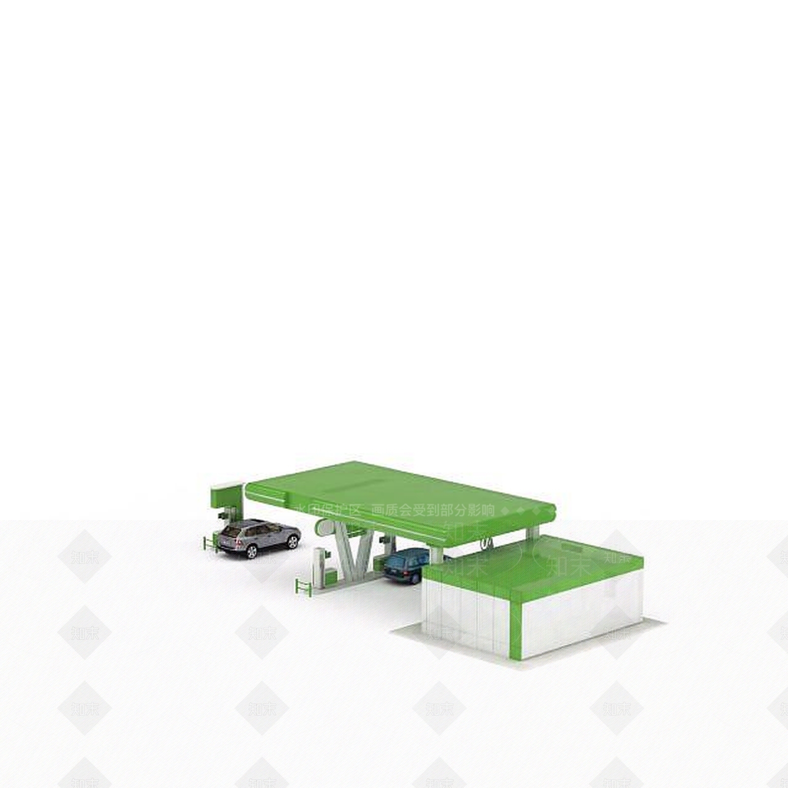 现代汽车加油站3D模型下载【ID:1197608224】