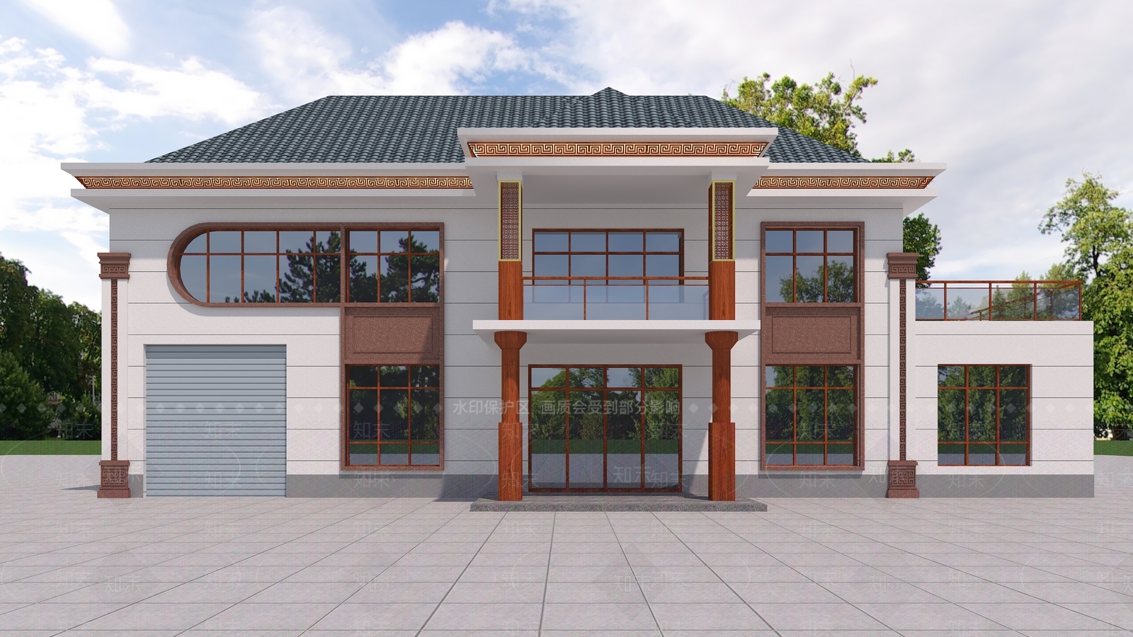 现代独栋别墅3D模型下载【ID:1197615484】