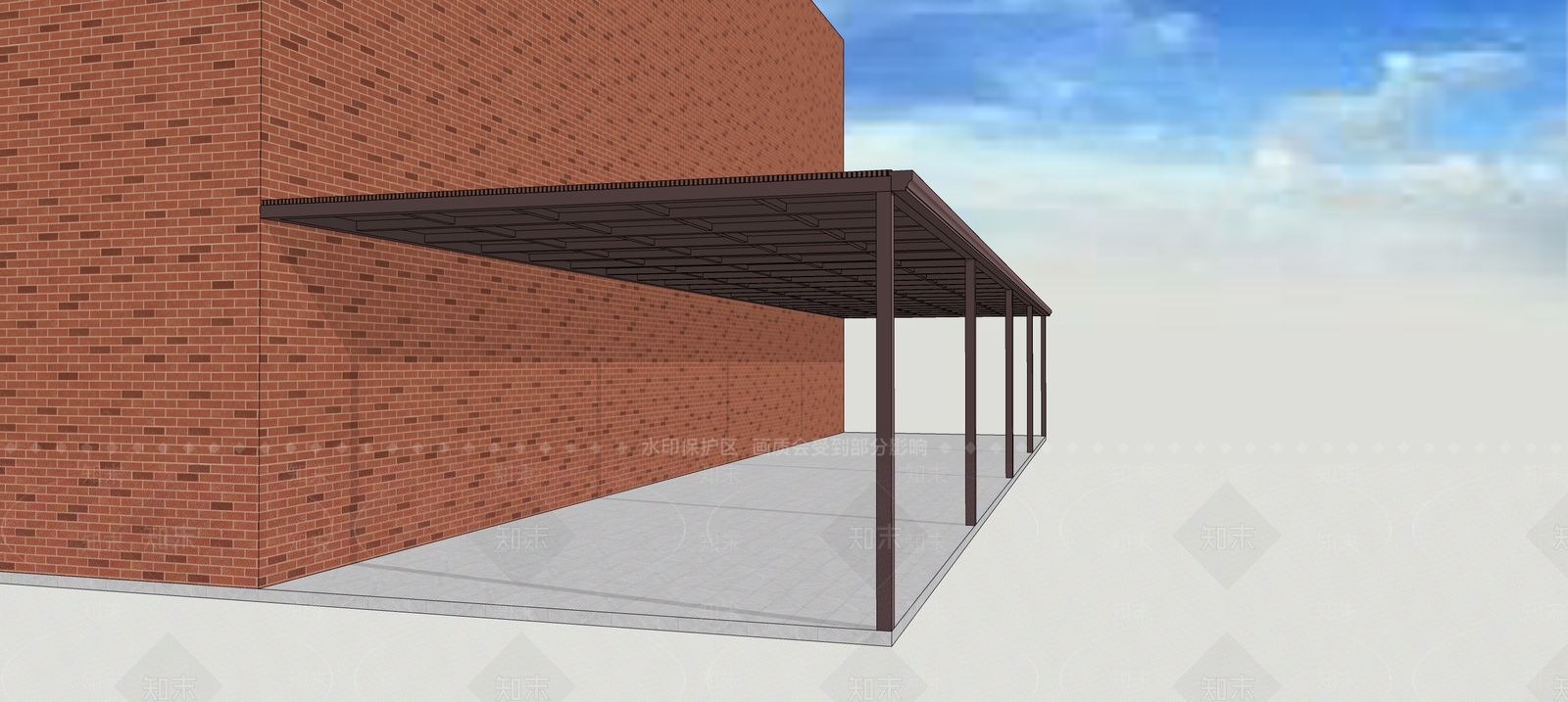 现代雨棚SU模型下载【ID:1197621258】