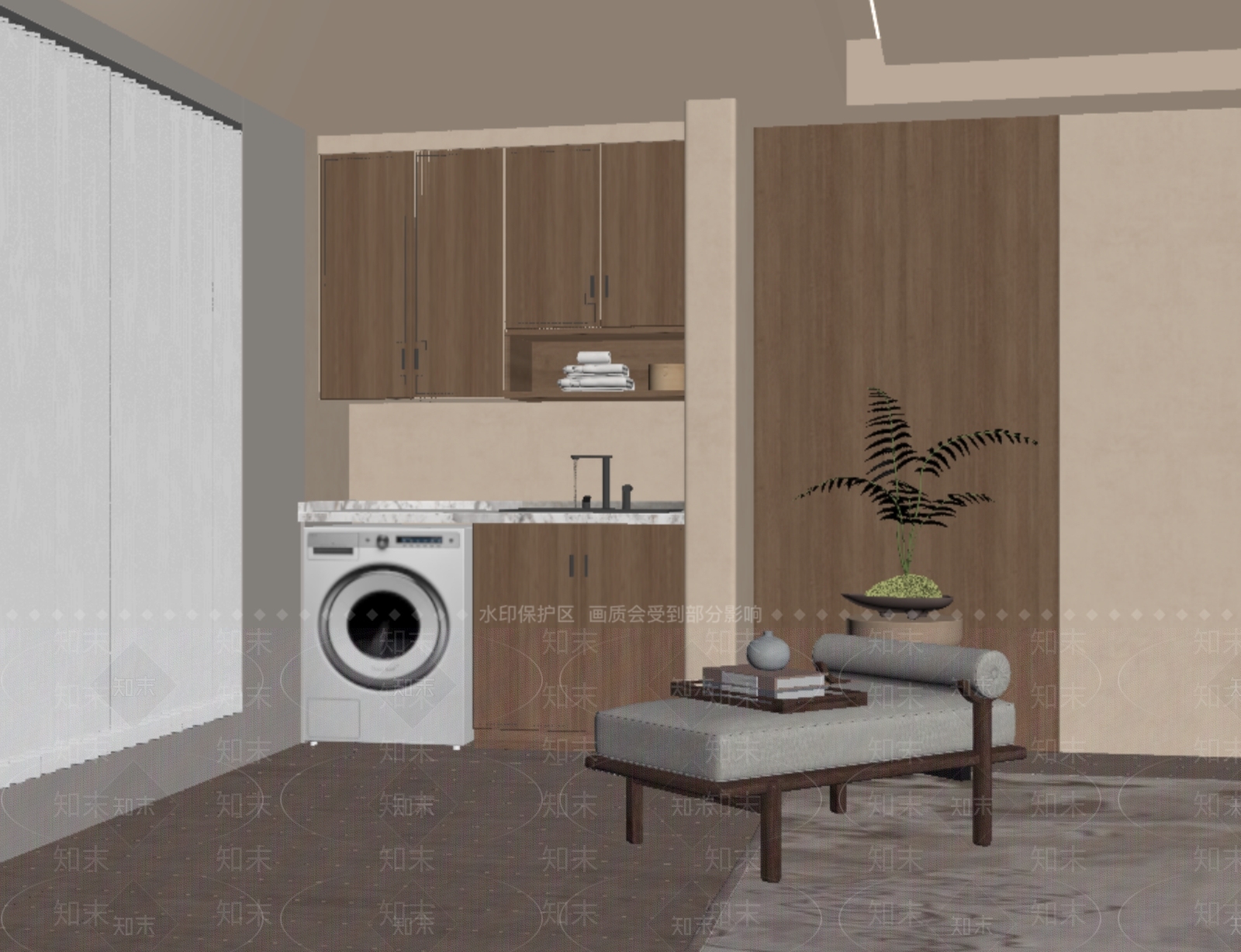新中式洗衣机柜SU模型下载【ID:1197624056】