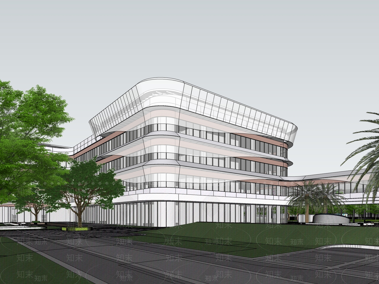 现代医院建筑SU模型下载【ID:1197627453】