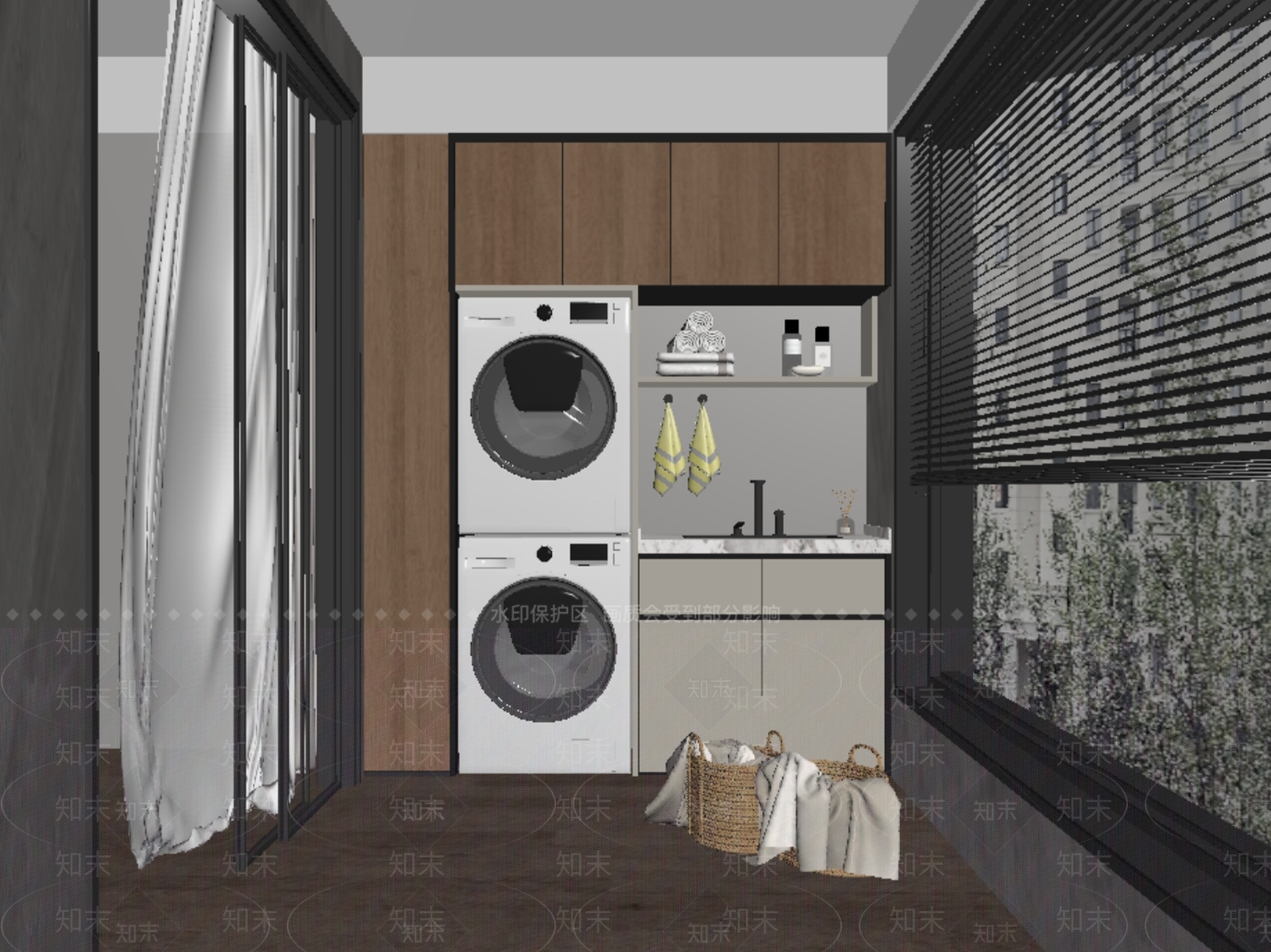 现代洗衣机柜SU模型下载【ID:1197628608】