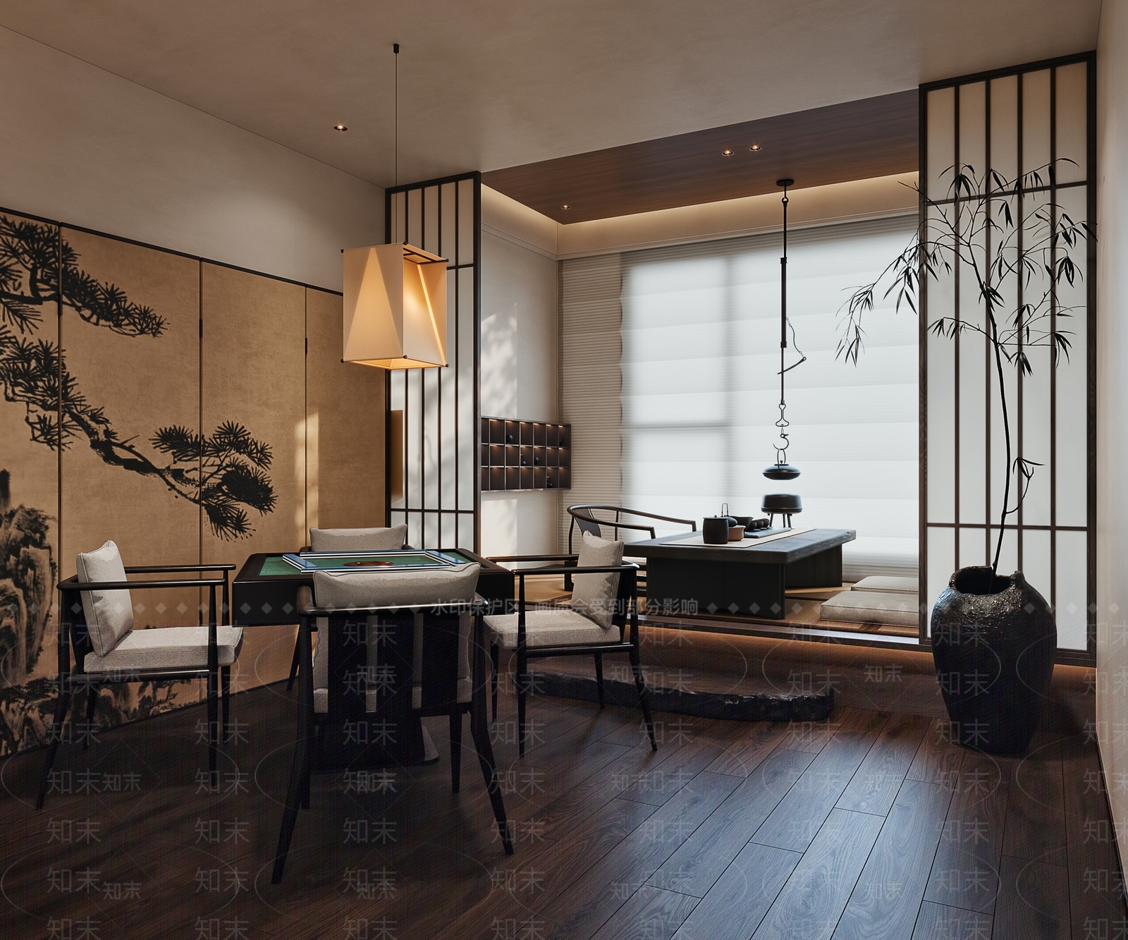 新中式侘寂茶室3D模型下载【ID:1197629804】