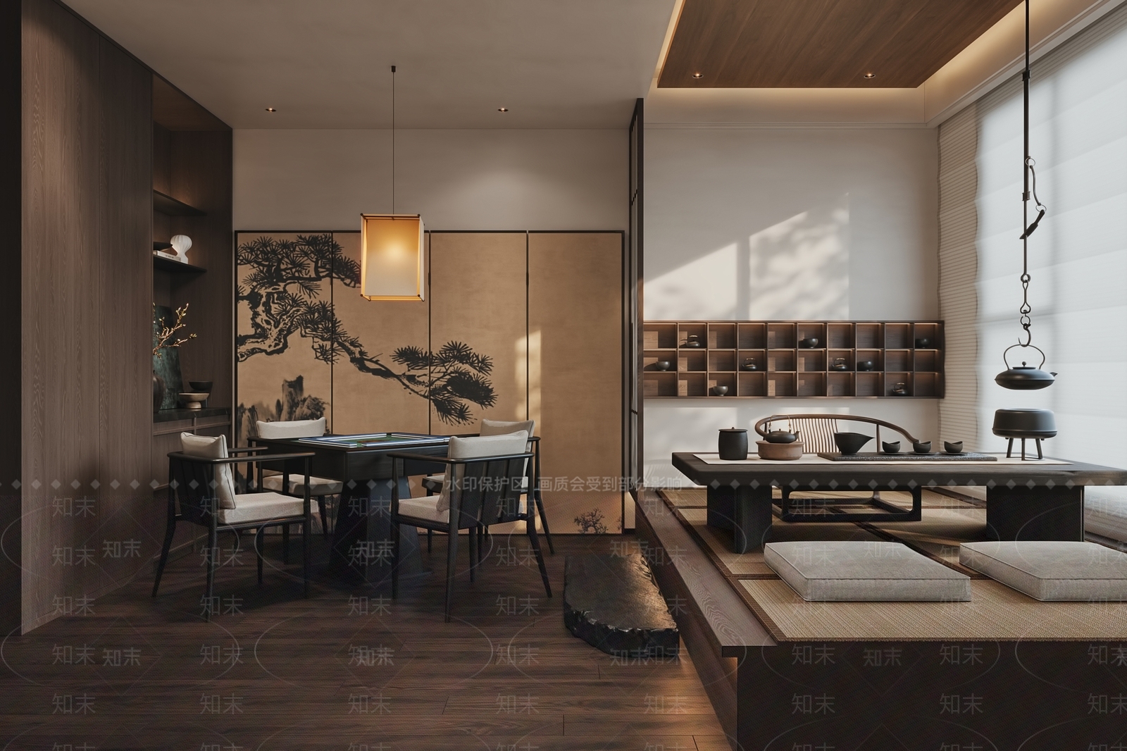 新中式侘寂茶室3D模型下载【ID:1197629804】