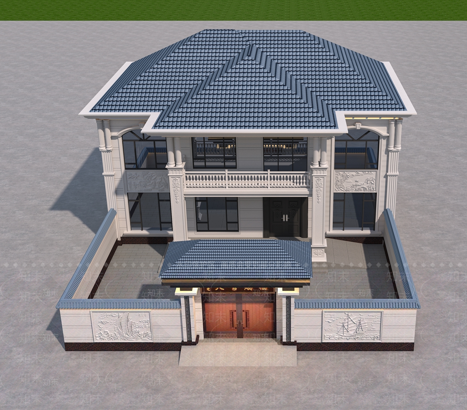 欧式别墅外观3D模型下载【ID:1197631014】