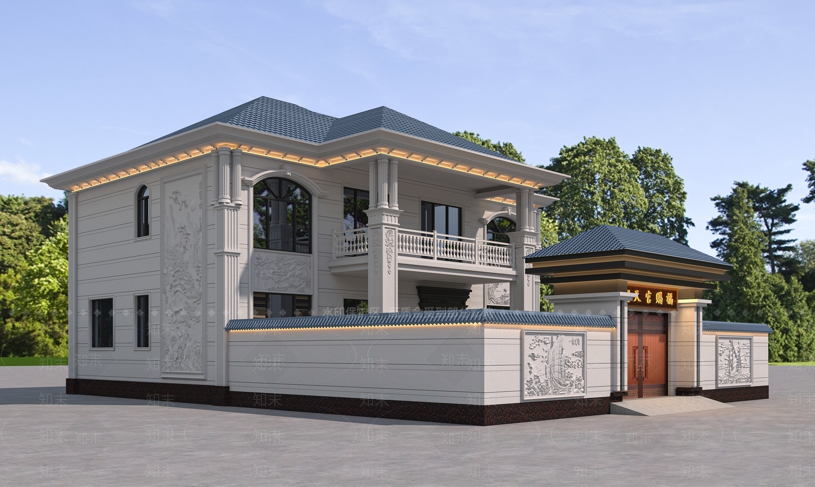 欧式别墅外观3D模型下载【ID:1197631014】