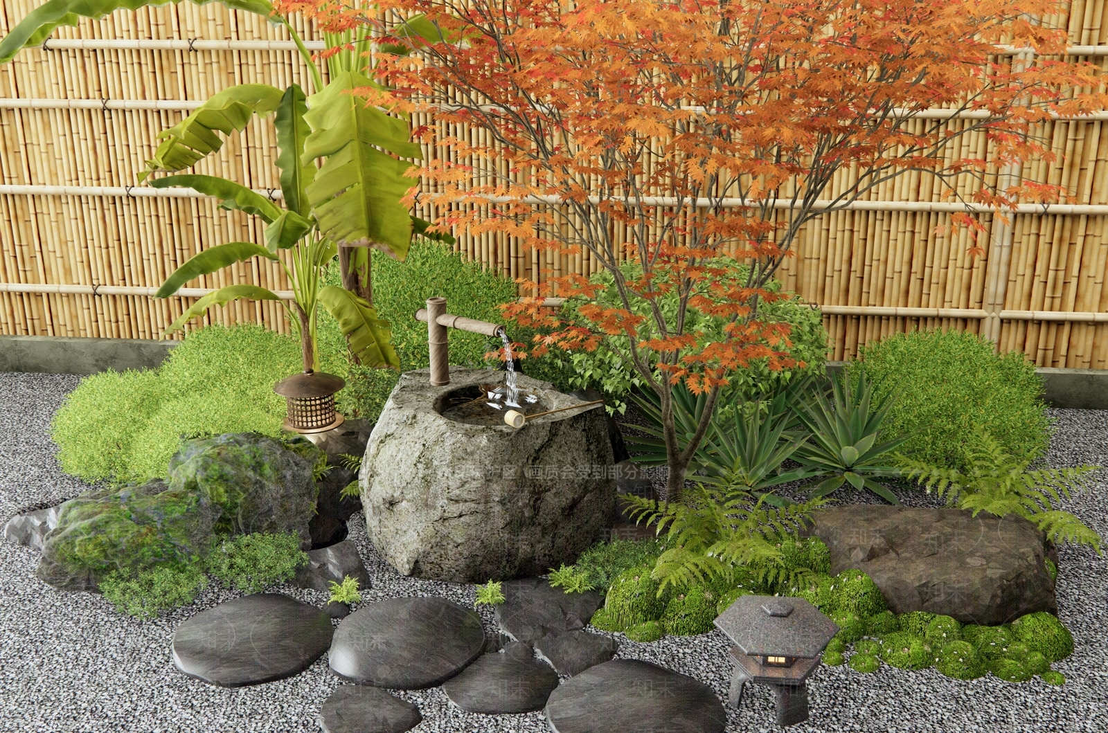 植物堆3D模型渲染效果图