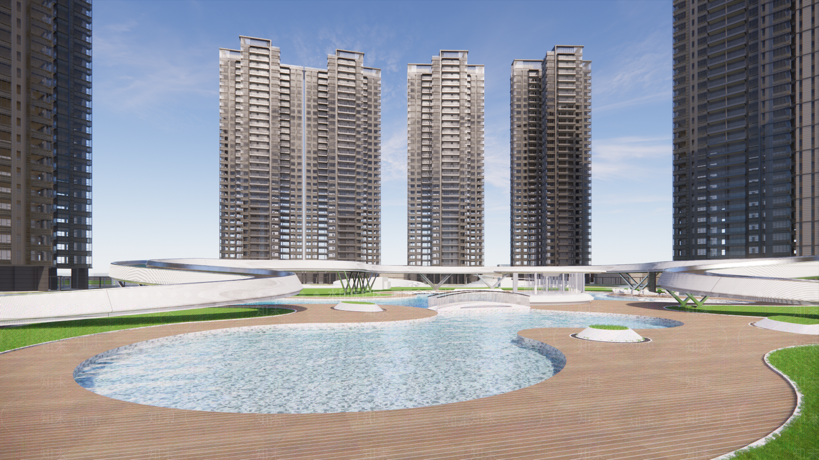 现代小区建筑SU模型下载【ID:1197631439】