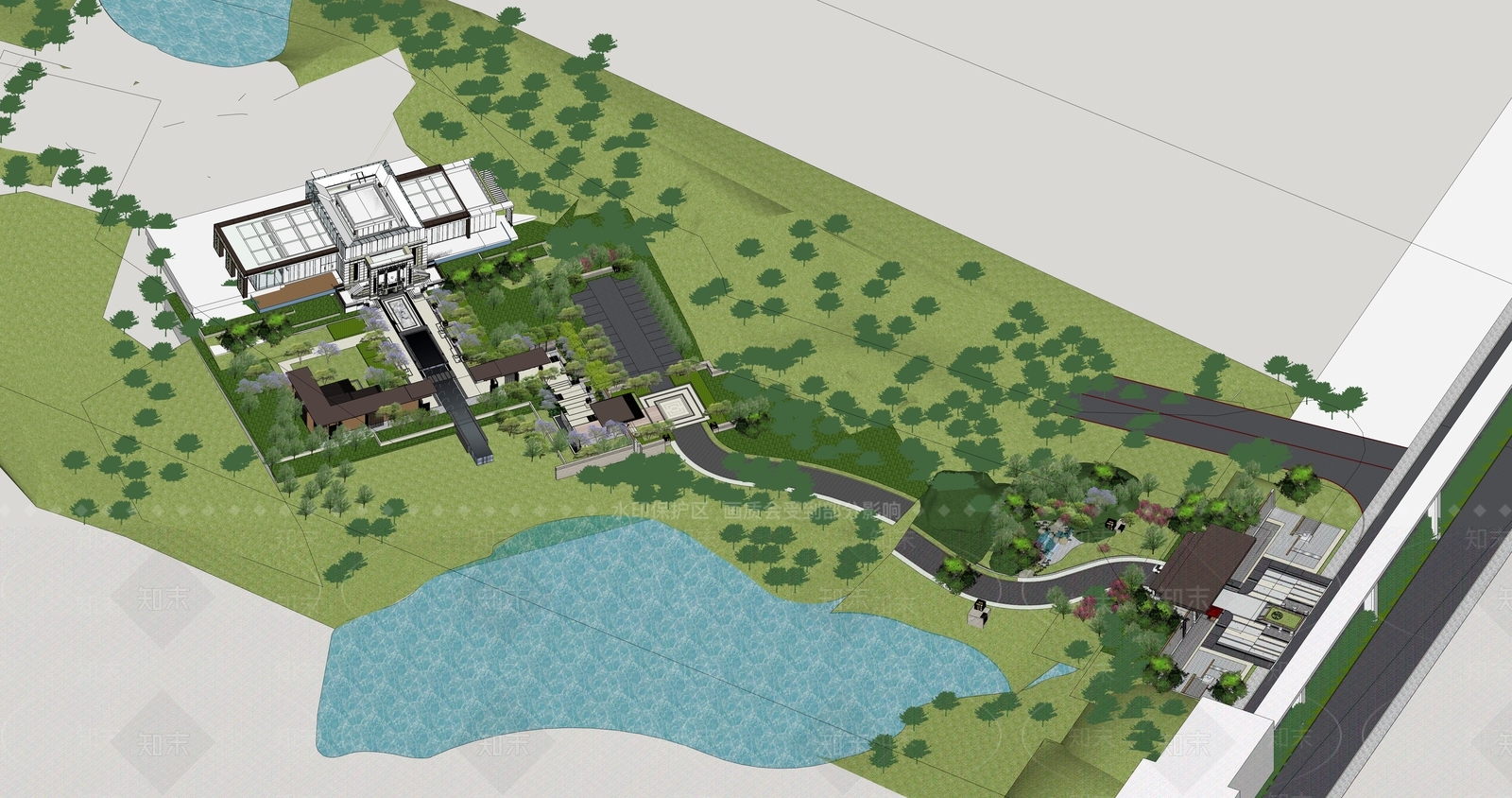 现代售楼处建筑SU模型下载【ID:1197631639】