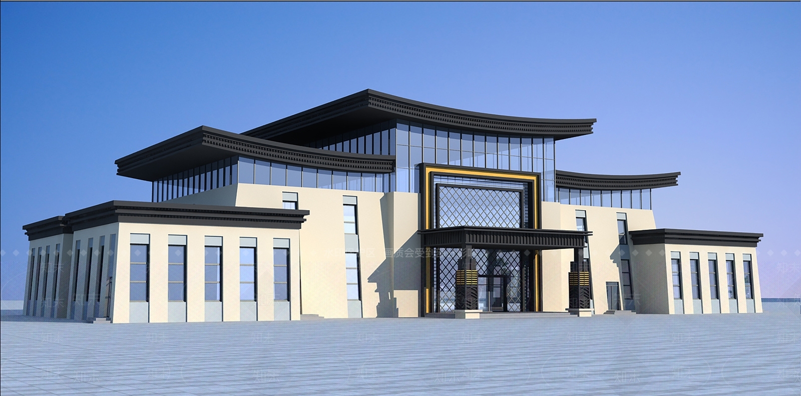 新中式展览馆3D模型下载【ID:1197632304】