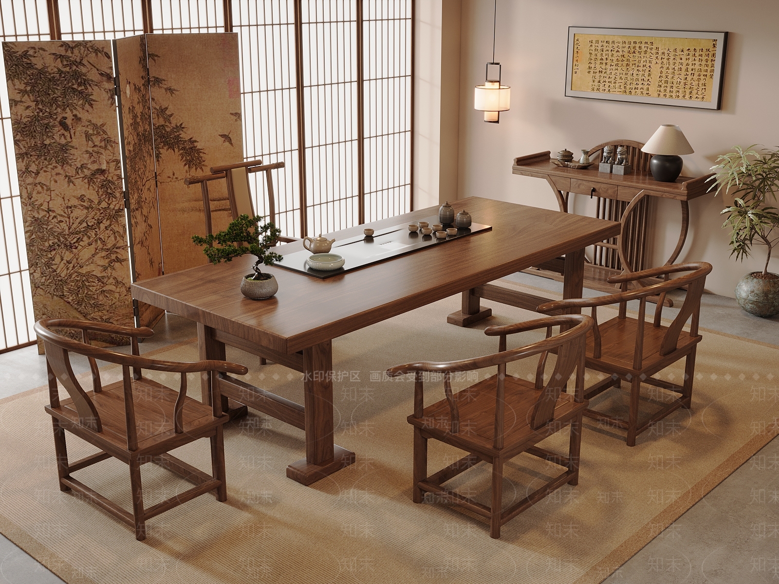 新中式中式茶室3D模型下载【ID:1197634828】