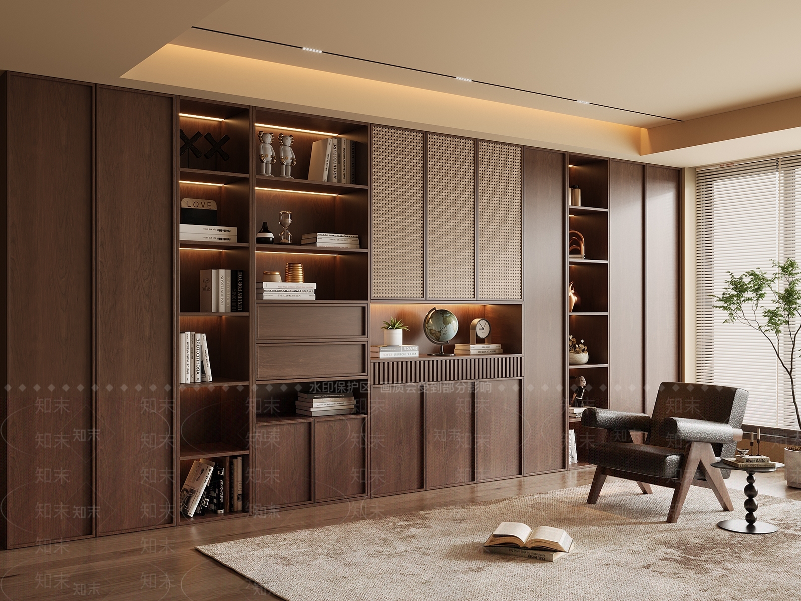 中古复古书柜SU模型下载【ID:1197637118】