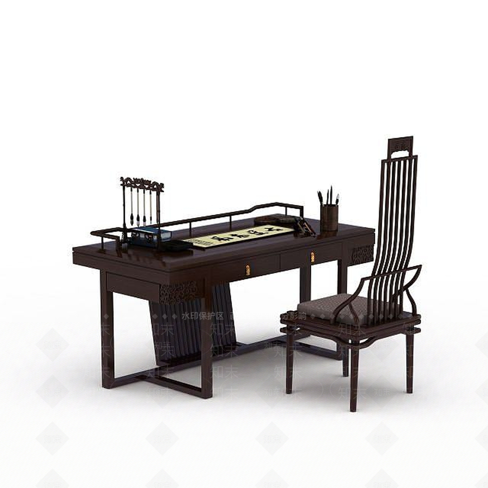 现代书桌椅3D模型下载【ID:1197639873】