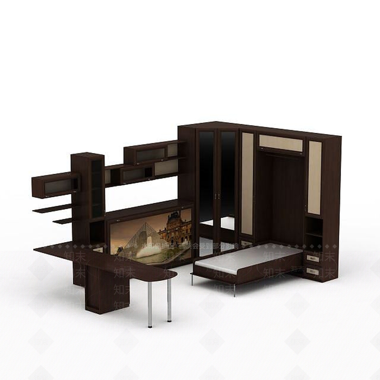 现代衣柜3D模型下载【ID:1197639942】