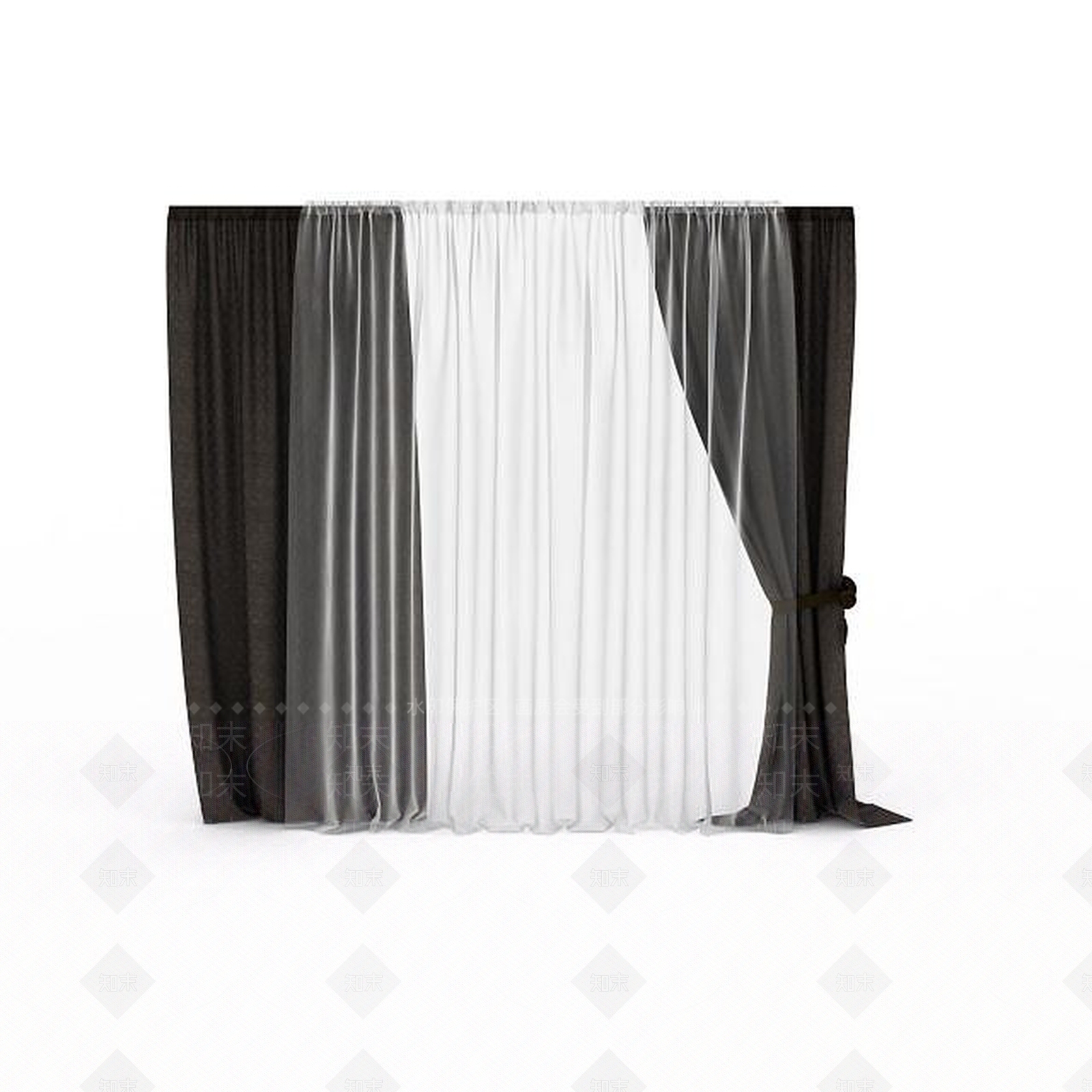 现代落地窗帘3D模型下载【ID:1197640326】