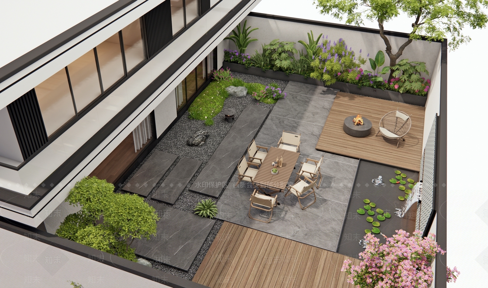 现代庭院3D模型下载【ID:1197640551】