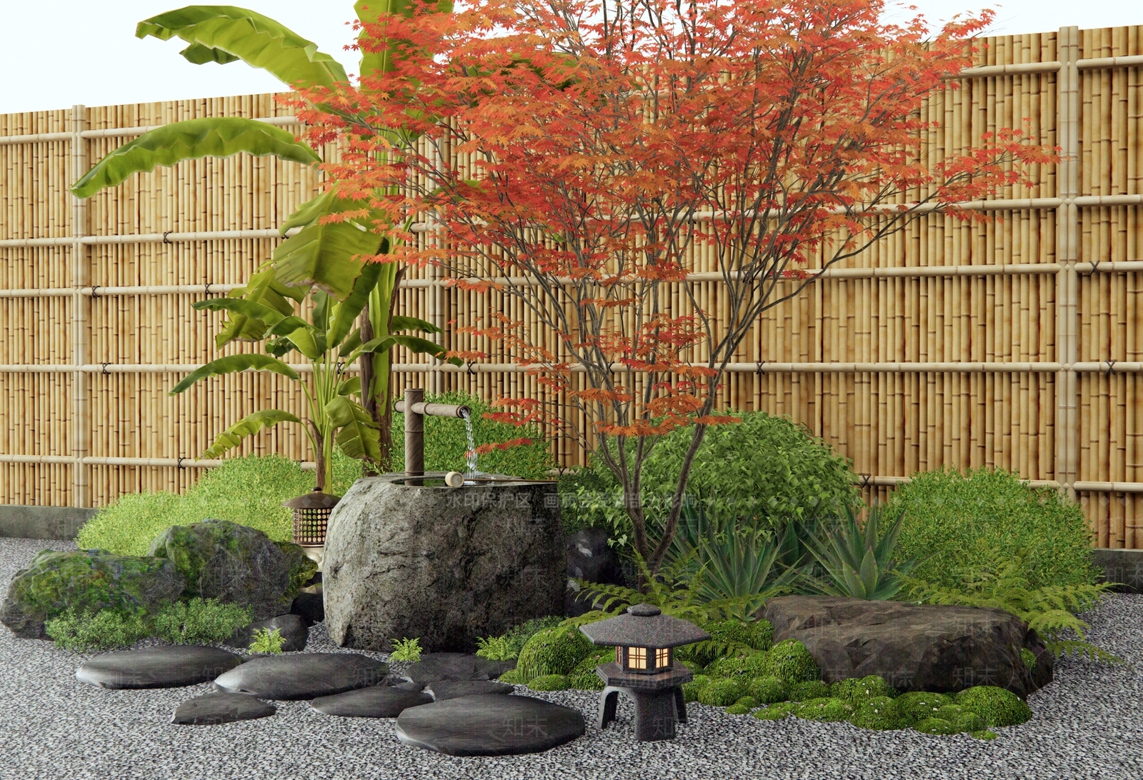 日式新中式假山水景3D模型下载【ID:1197640818】