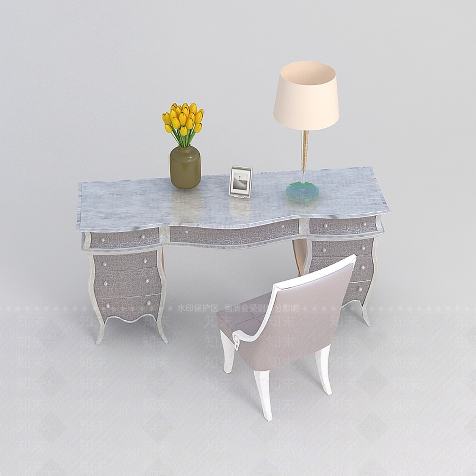 现代书桌椅3D模型下载【ID:1197642094】