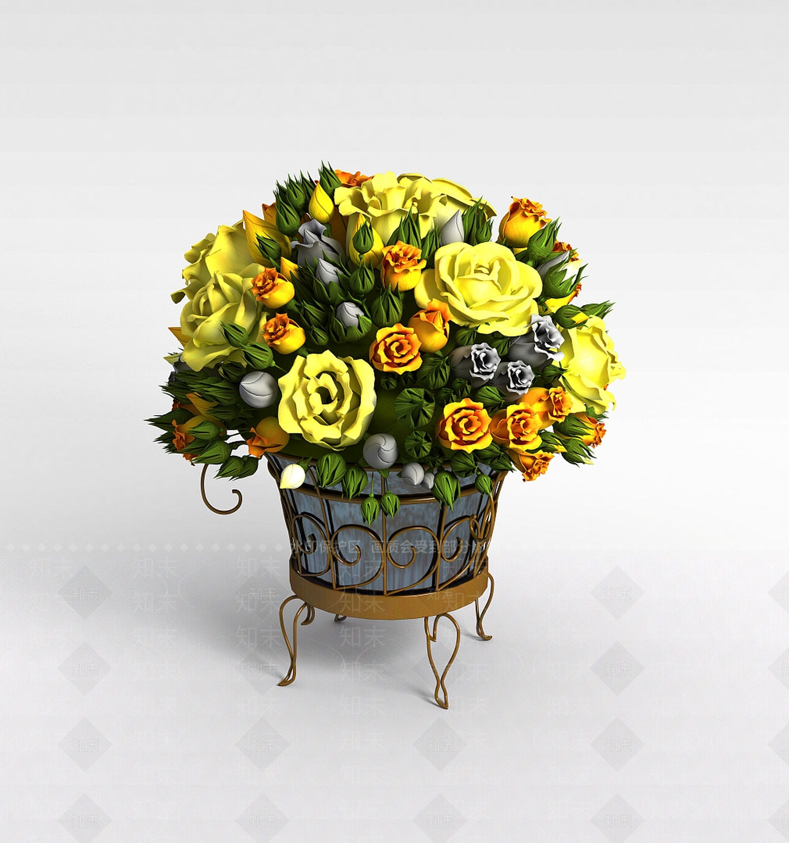 现代办公室花菜摆件3D模型下载【ID:1197642321】