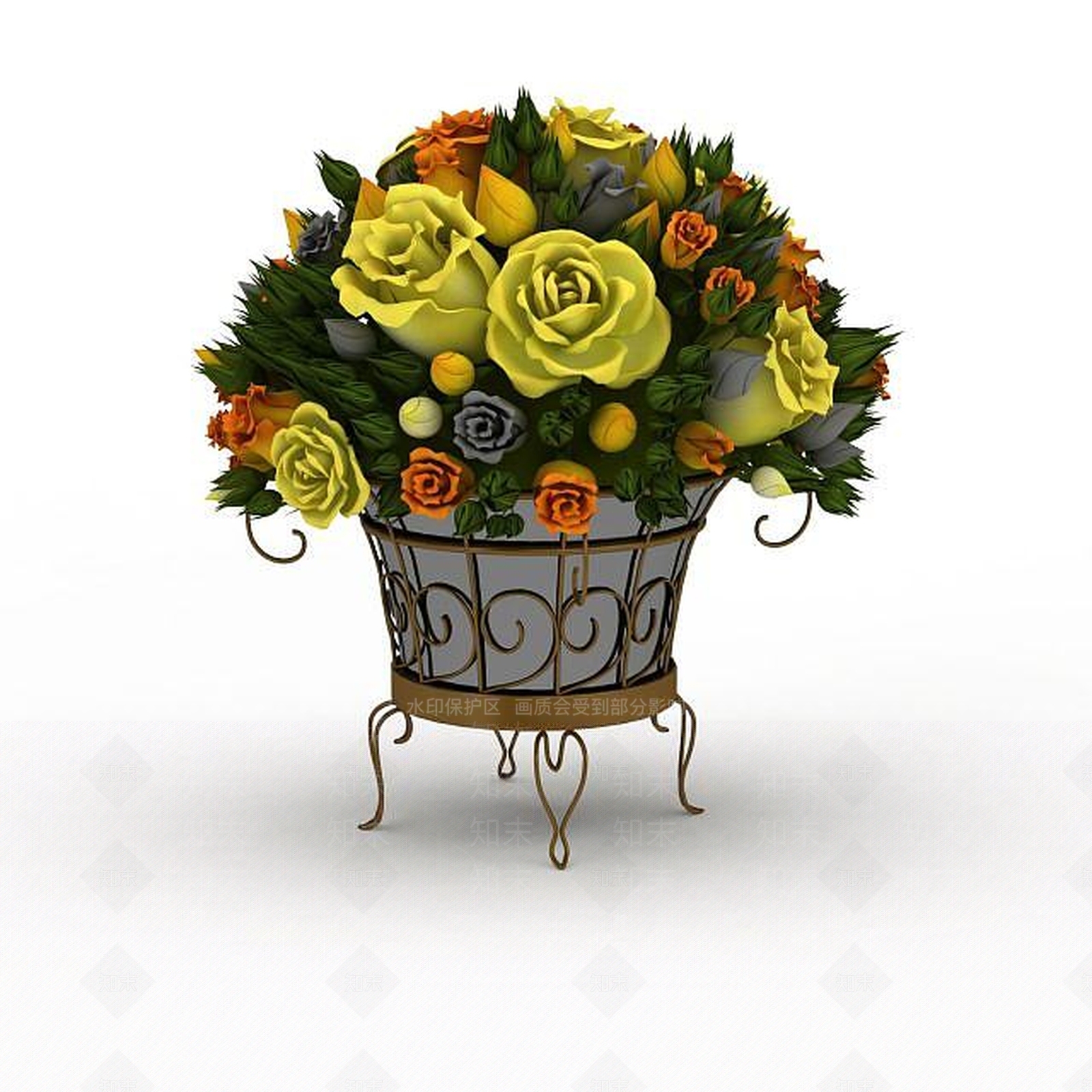 现代办公室花菜摆件3D模型下载【ID:1197642321】