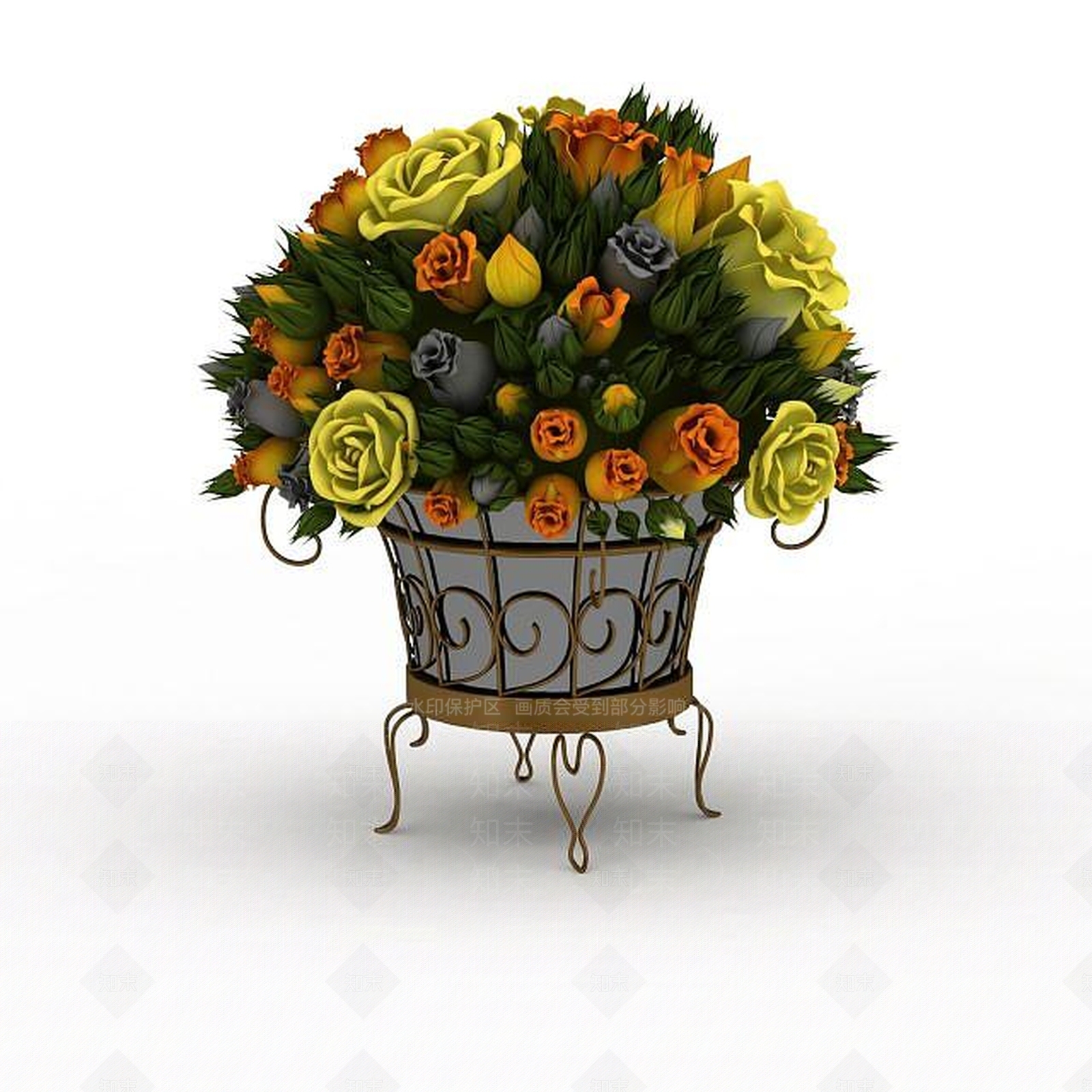 现代办公室花菜摆件3D模型下载【ID:1197642321】