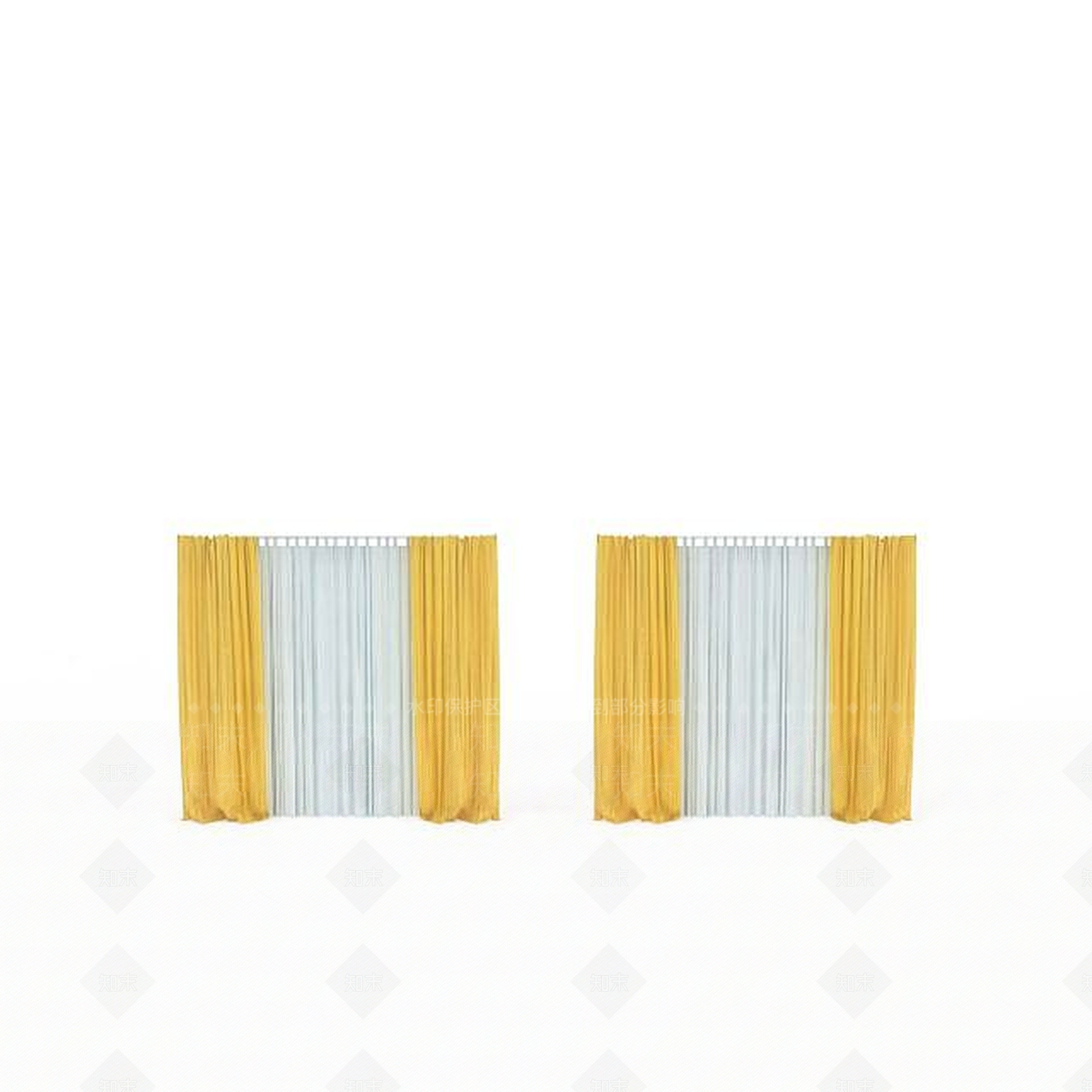 现代简约风格落地窗帘3D模型下载【ID:1197642944】