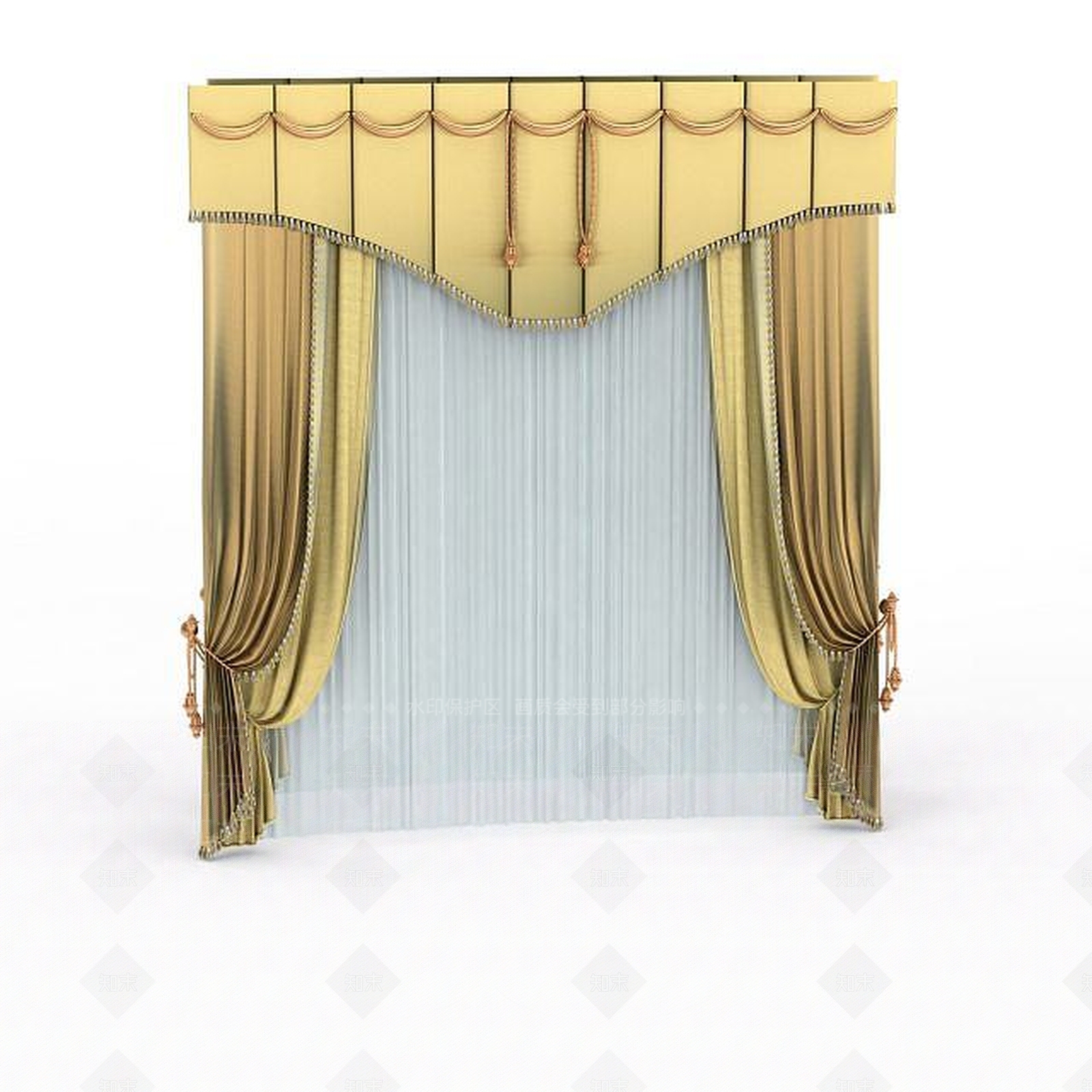 现代卧室窗帘3D模型下载【ID:1197643209】