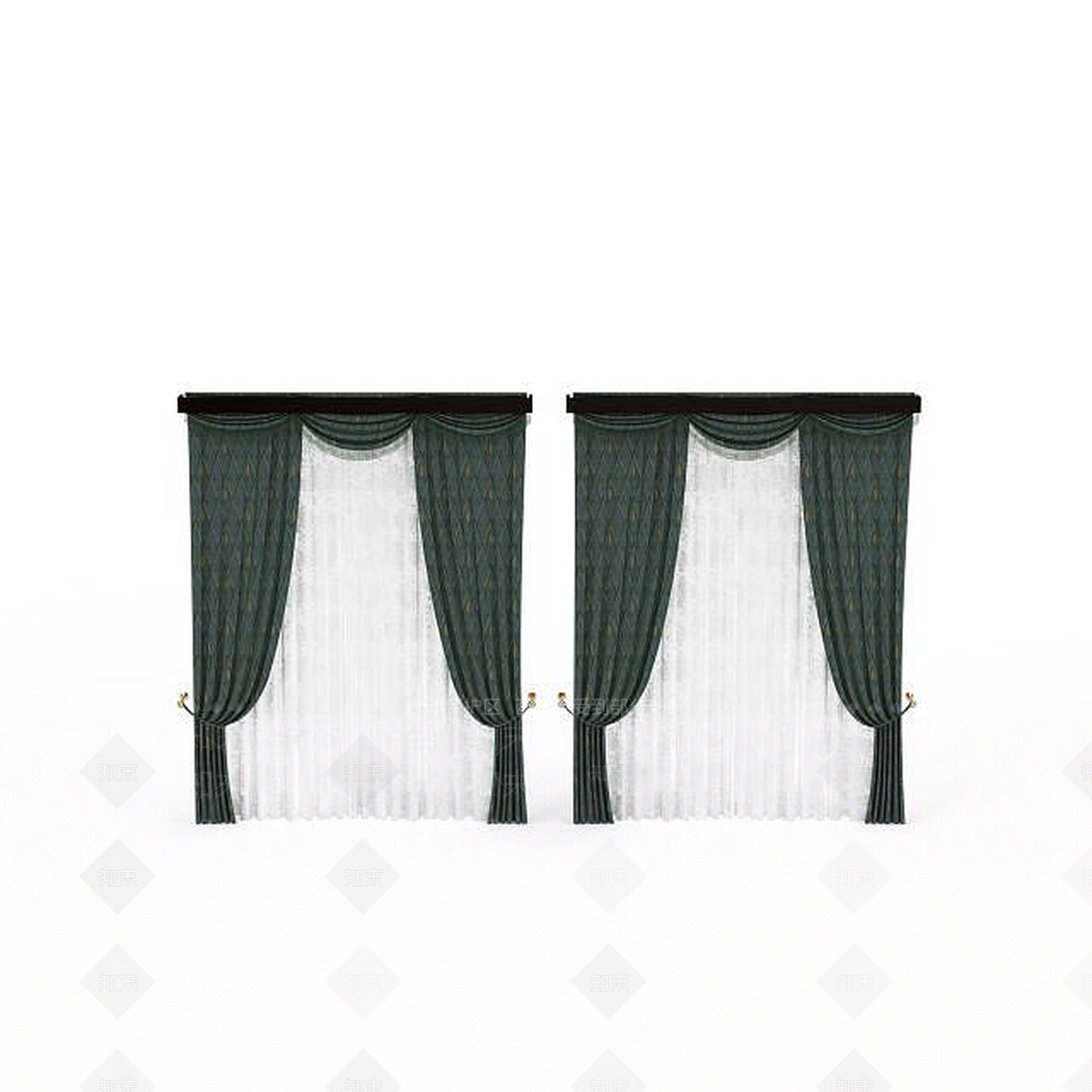 现代卧室落地窗帘3D模型下载【ID:1197643406】